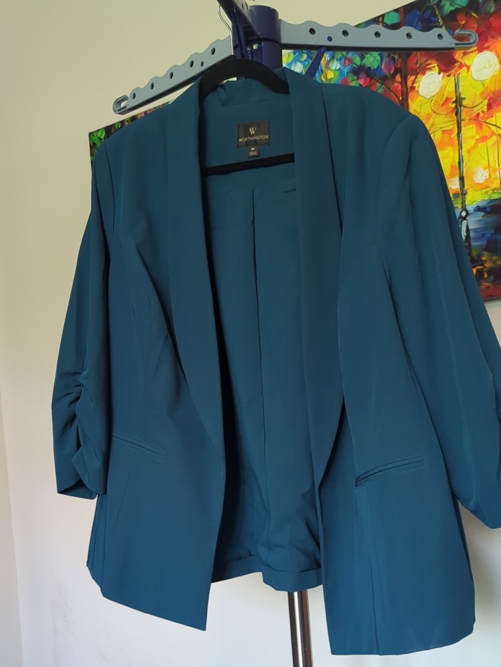 Worthington Teal Open-Front Blazer Jacket